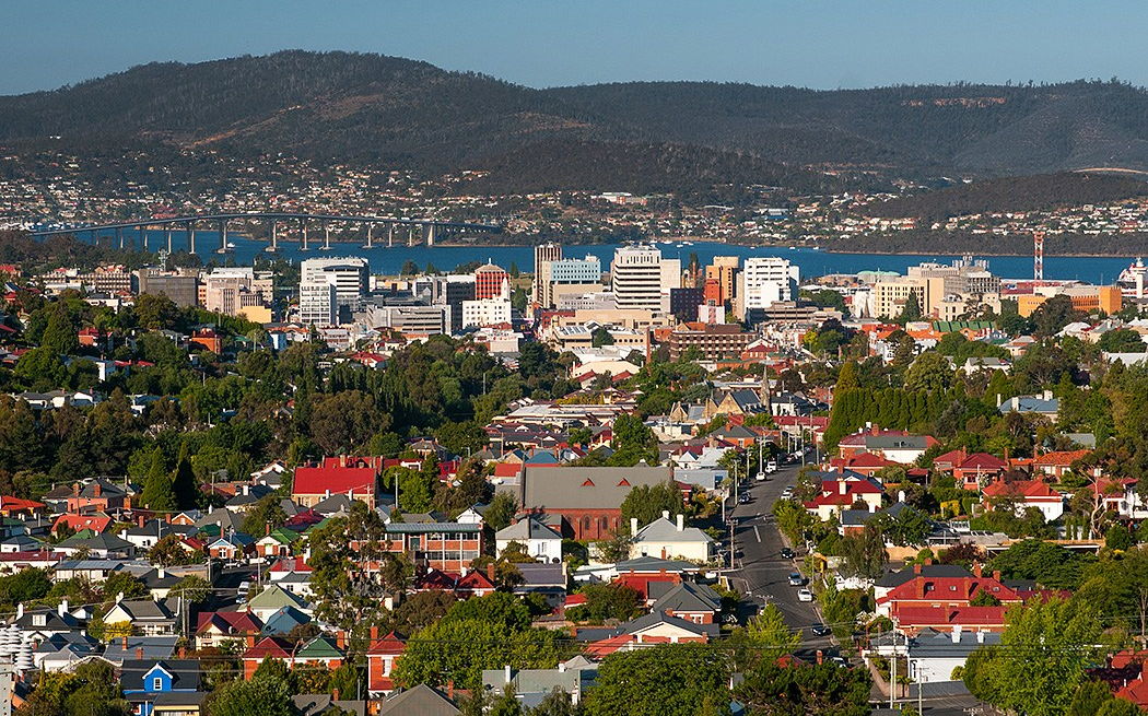 Skyline of Hobart with Mt. Wellington in background